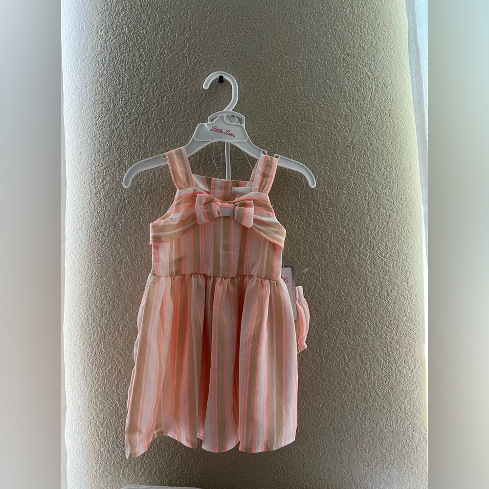 Little Lass Pink Striped Casual Dress